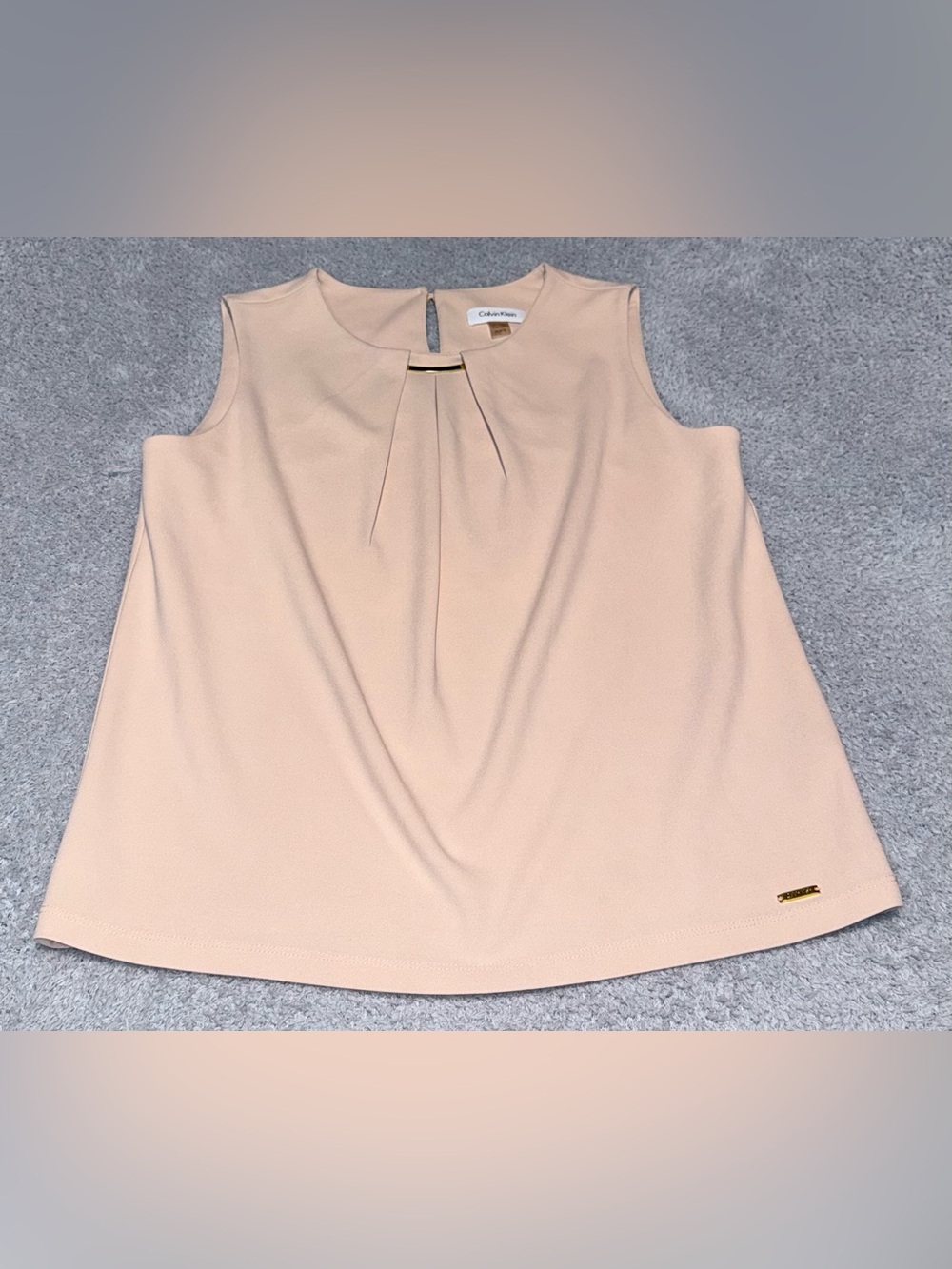 Calvin Klein Women’s Pink Pleated Collar Sleeveless Shell Blouse Size Medium